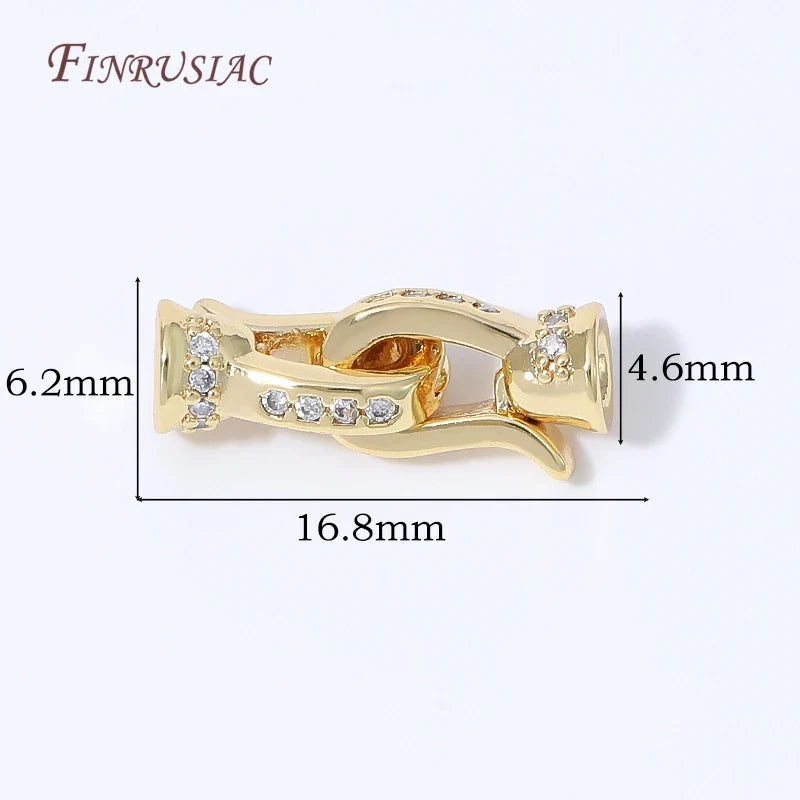 18K Gold Plated Twisted Rope Crystal Rhinestone Jewelry Clasp