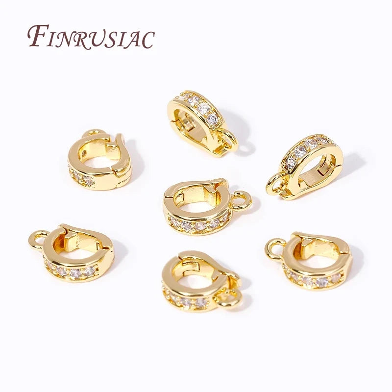 18K Gold Plated Zircon Hinged Pendant Bail Clasp | DIY Jewelry