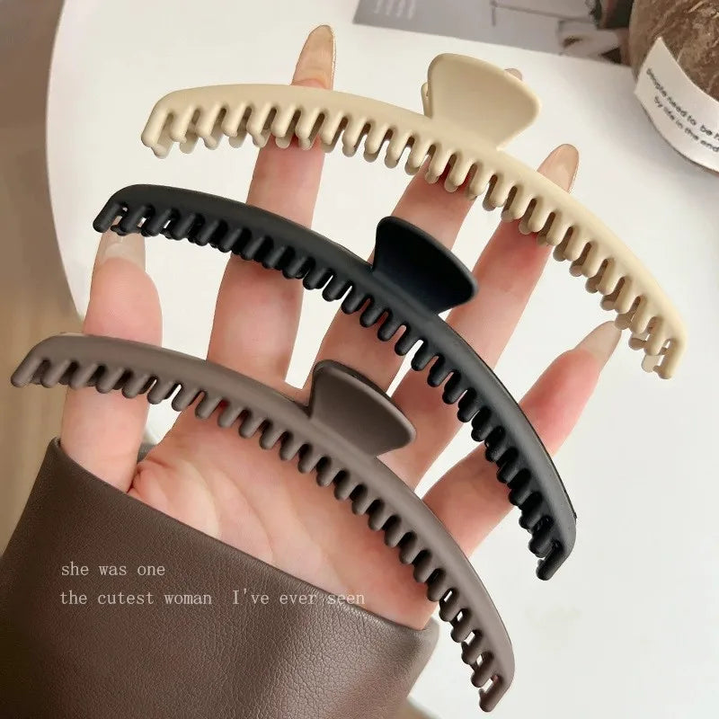 Matte Coffee Large Hair Claw Clip – Korean Shark Clamp