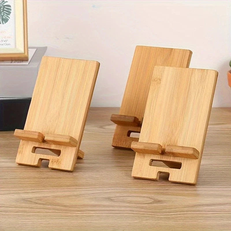 Solid Wood Phone & Tablet Stand – Elegant Wooden Desk Holder