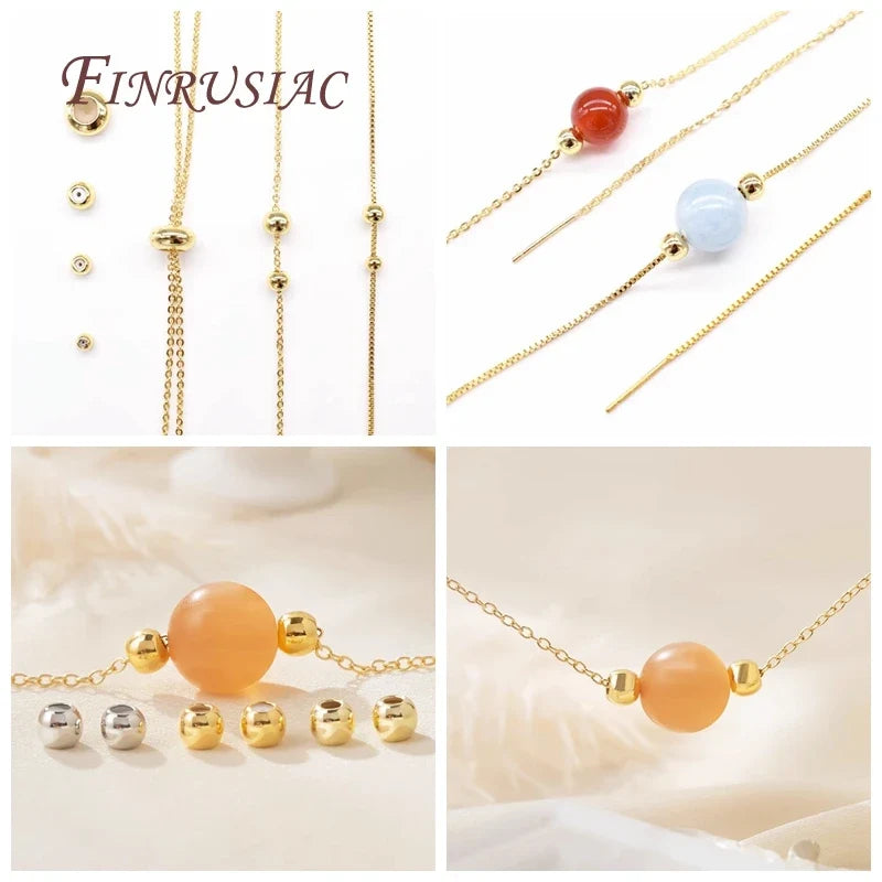 20pcs 18K Gold Plated Brass Rondelle Stopper Beads 3–8mm Silicone