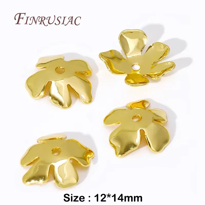 8.5mm Zircon Flower Bead Caps – 18K Gold Plated Brass DIY Jewelry