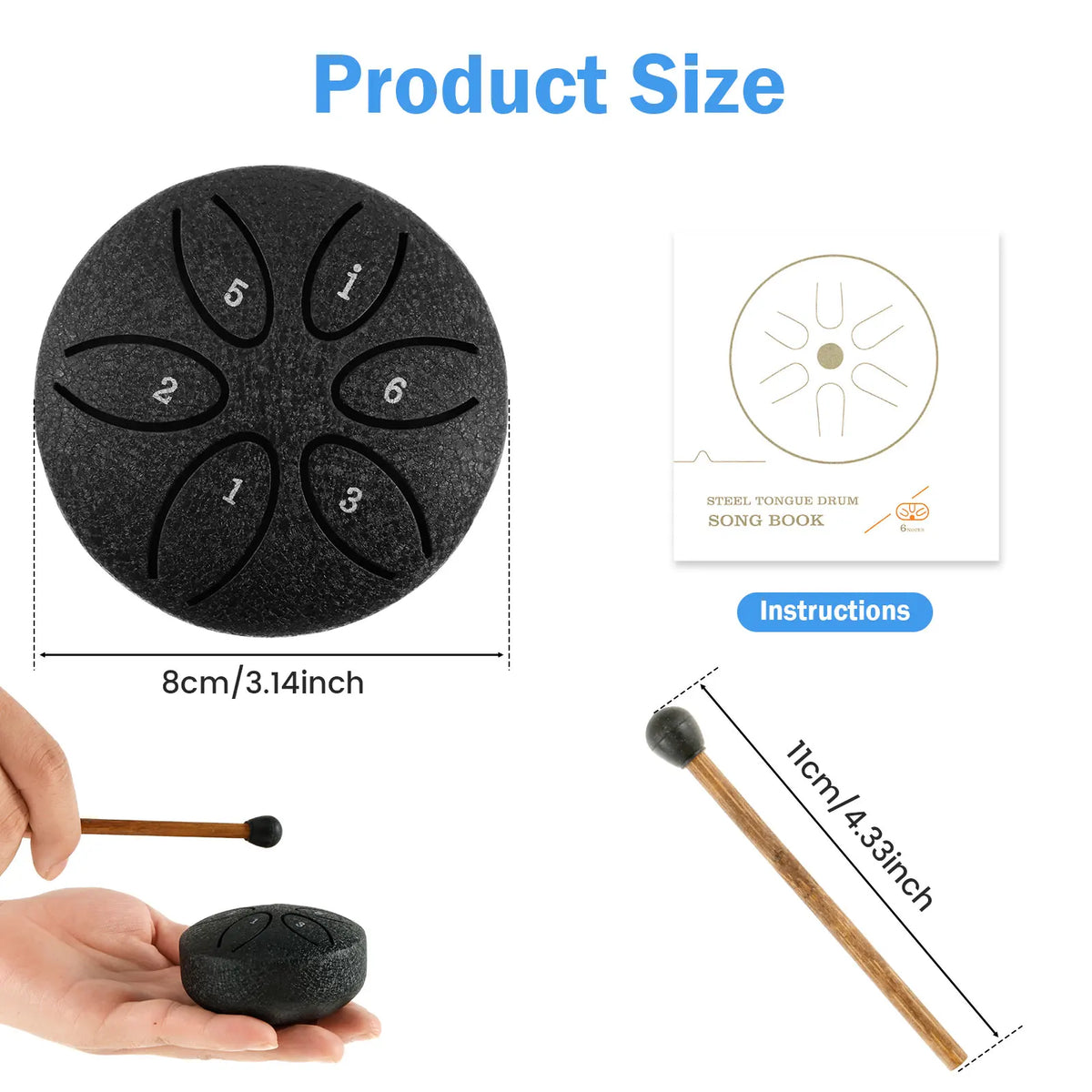 Steel Tongue Drum 11-Key Portable Hand Pan – Yoga & Meditation