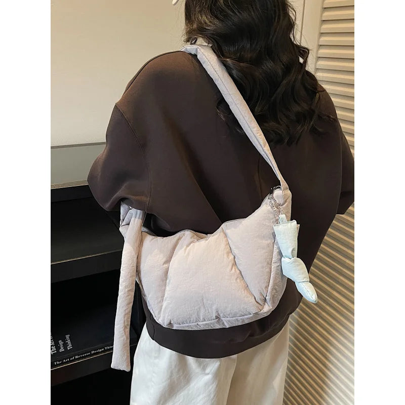 Women's Large Capacity Cotton Puffer Crossbody Dumpling Bag