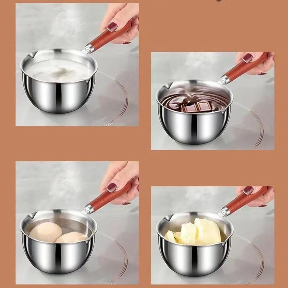 Nixie Mini Milk Warmer Pot 200ml – Stainless Steel Dual Spout