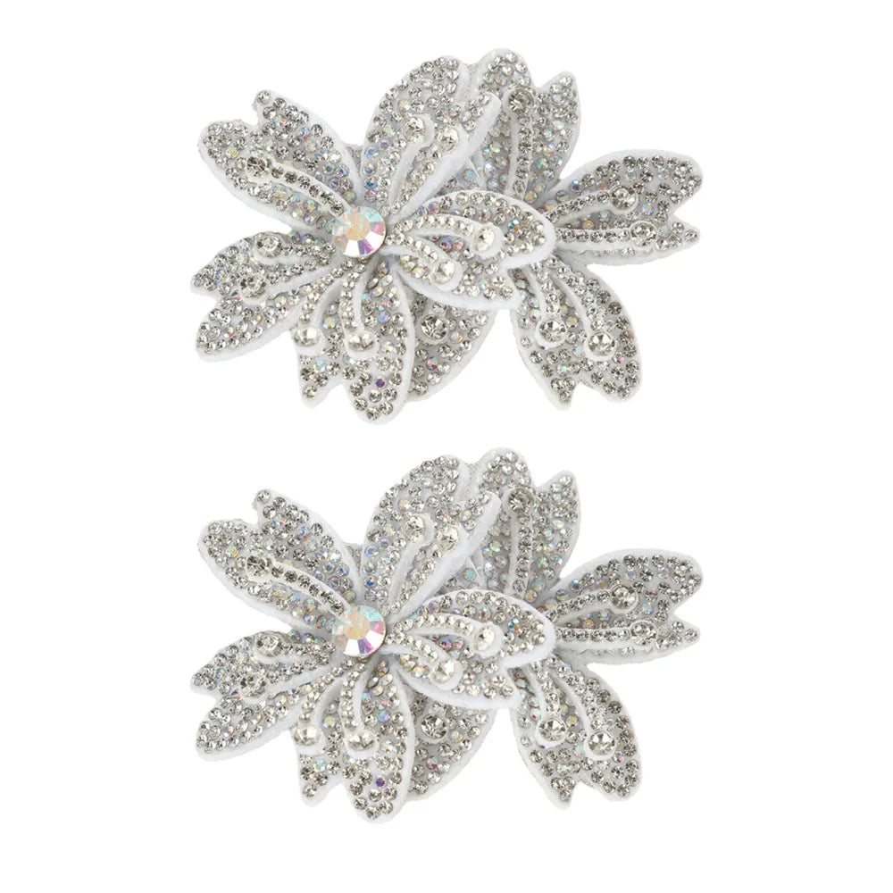 3D Rhinestone Rose Flower Patches – Sew-On Appliqué Pair
