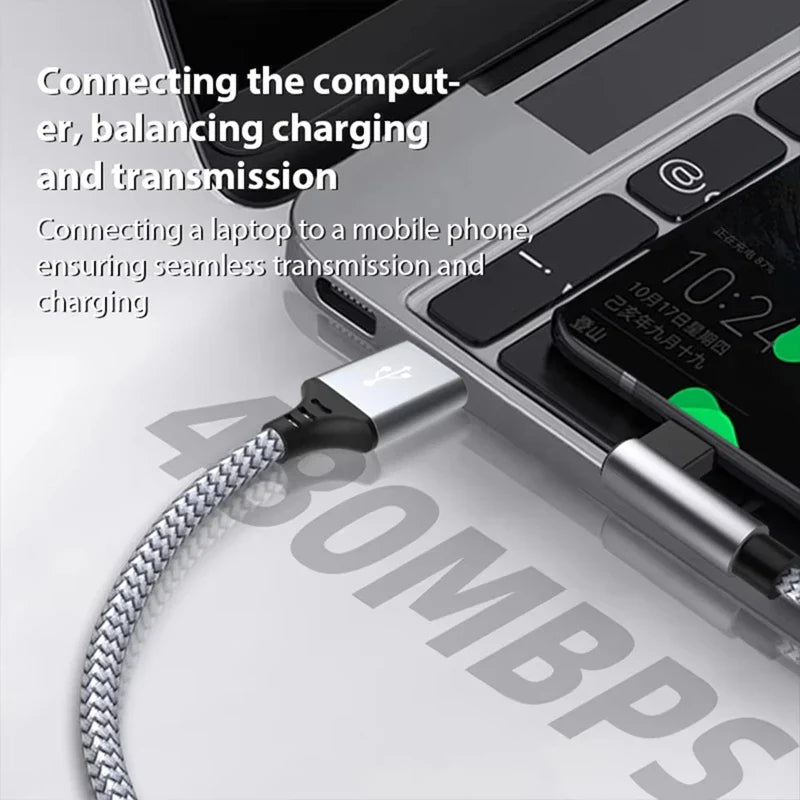 6A USB-C Right Angle Fast Charge Cable 3m 5m | Type-C Elbow
