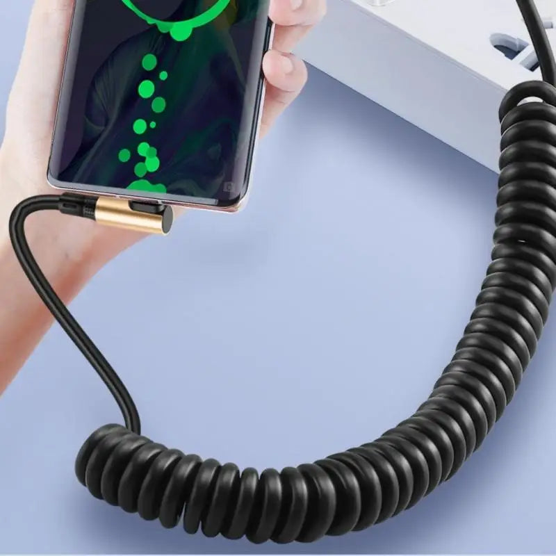240W USB-C Coiled Spring Cable – Fast Charging Compact Head
