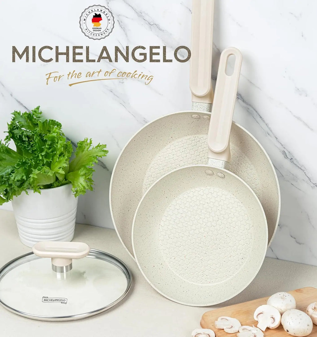 MICHELANGELO 30cm Granite Non-Stick Frying Pan with Lid