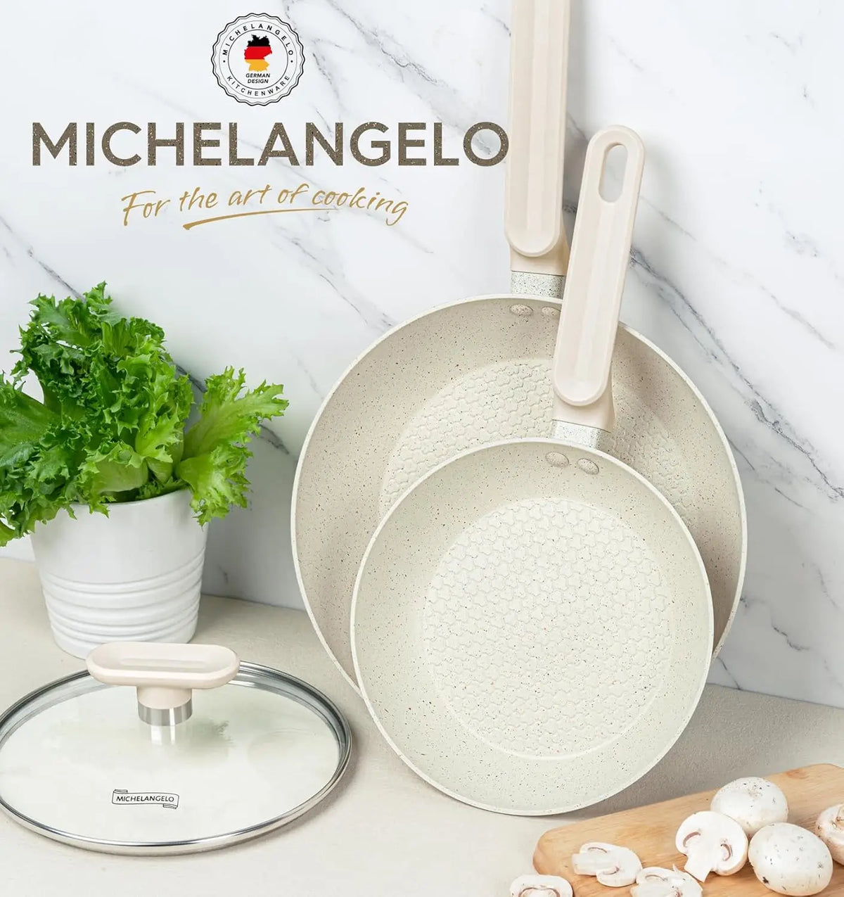 MICHELANGELO 30cm Granite Non-Stick Frying Pan with Lid