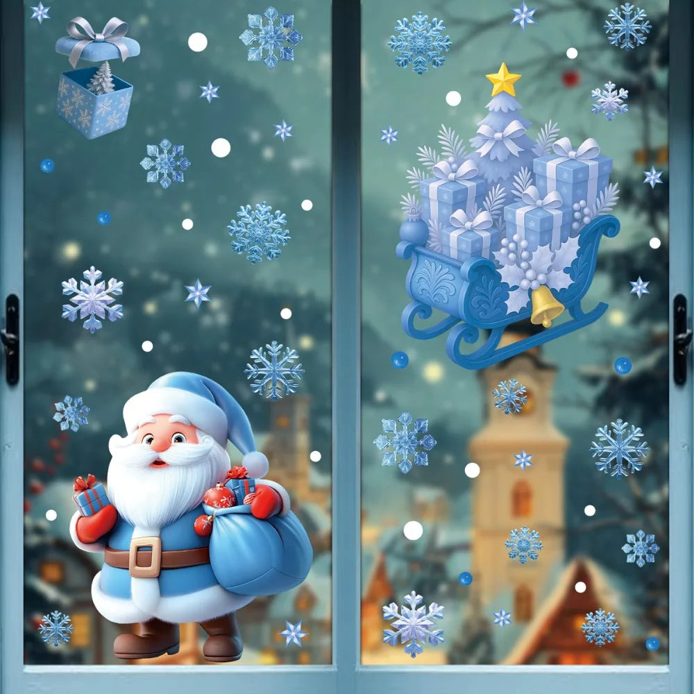 PVC Christmas Window Stickers – Snowman, Snowflake & Santa