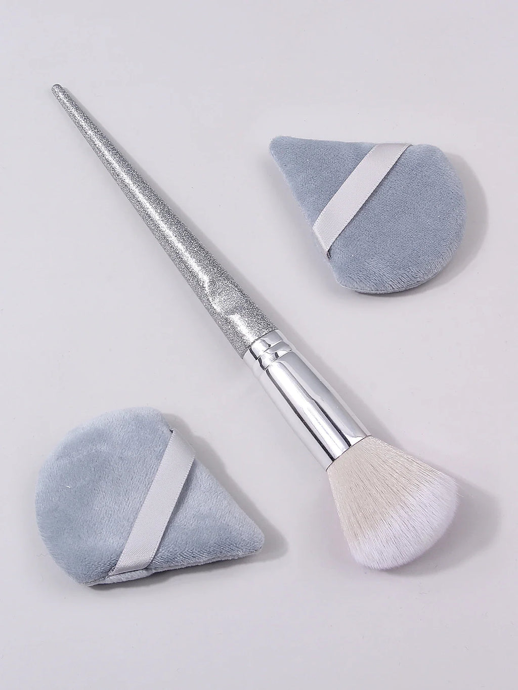 3-Piece Powder Brush & Triangle Powder Puff Set | Face Makeup
