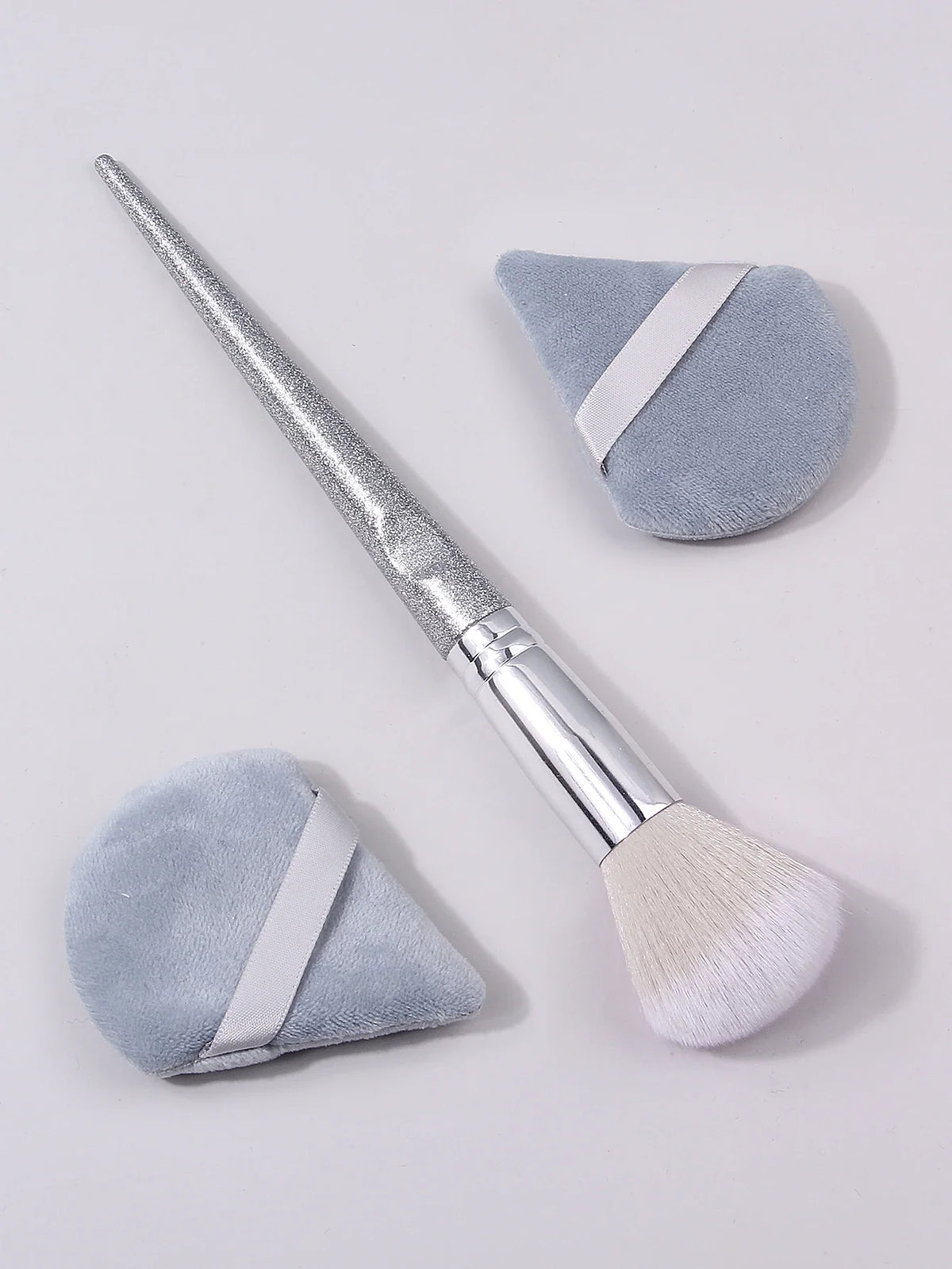3-Piece Powder Brush & Triangle Powder Puff Set | Face Makeup