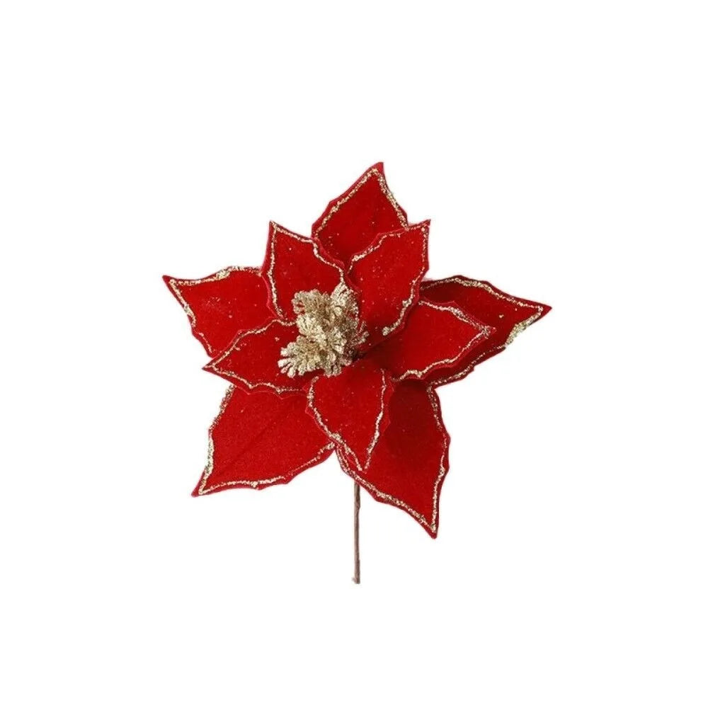 Large Artificial Christmas Glitter Flower – Festive Party Décor