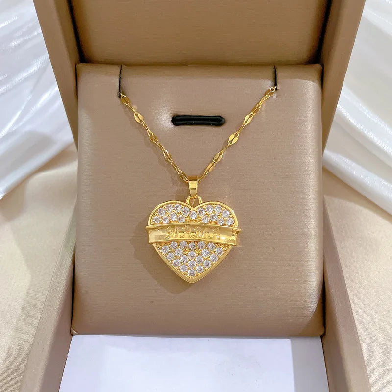 Women's Gold Heart Pendant Necklace – Stainless Steel Choker