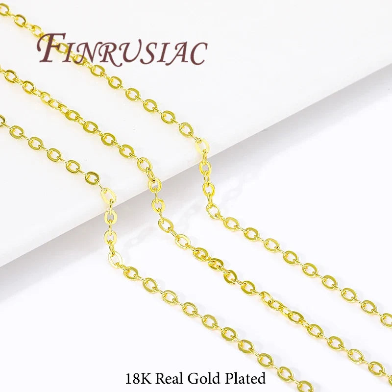 18K Gold Plated O Shape Chain 1.2mm–2mm | DIY Necklace Bulk