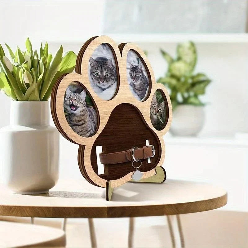 Wooden Paw Pet Memorial Photo Frame – Multi-Picture Display