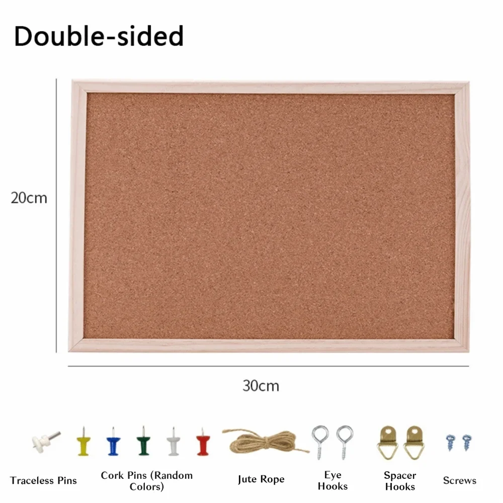 Wooden Frame Cork Bulletin Board – Hanging Memo Display Board