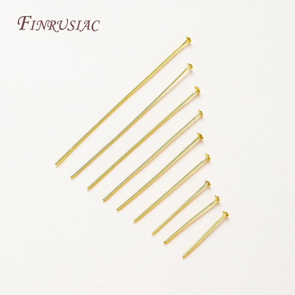 50Pcs 18K Gold Plated Flat Head Pins for DIY Jewelry Making