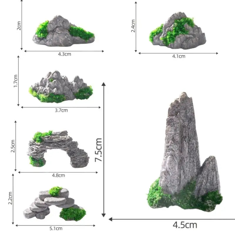 Miniature Mountain Stone Decor – Resin Bonsai Terrarium Ornament