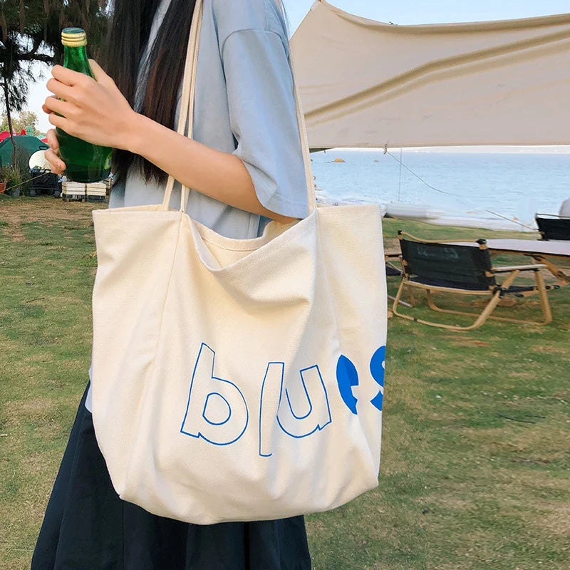 Nixie Canvas Tote Bag – Large Minimalist Shoulder Bag for Women