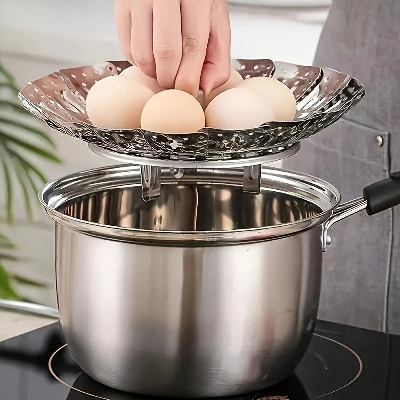Foldable Stainless Steel Steamer Basket & Collapsible Rack