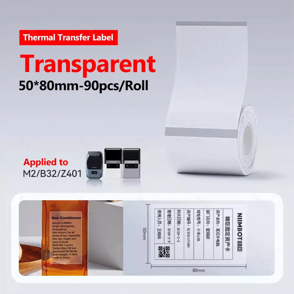 Niimbot M2/M3 Thermal Transfer Labels – White, Clear & Silver