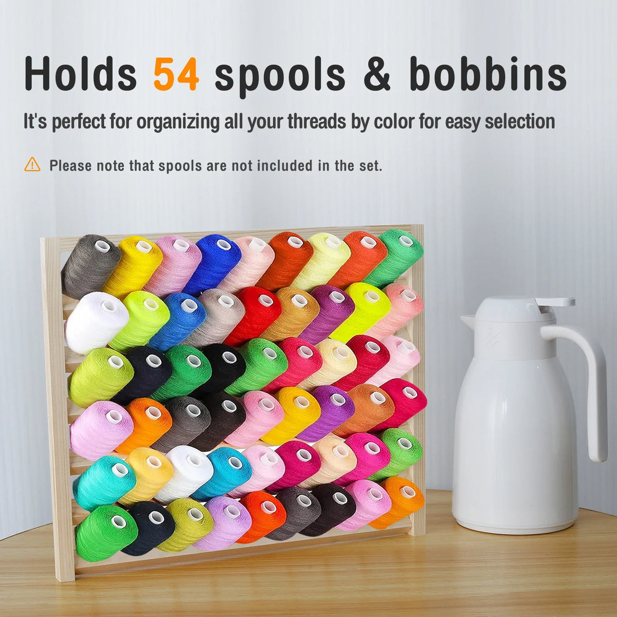 Wooden Thread Rack 48/54 Spool Wall-Mount Sewing Organizer