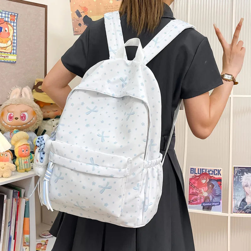 Korean Floral School Backpack – Lightweight Girls Bag