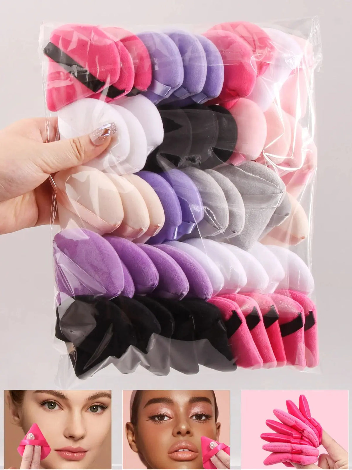 50PCS Triangular Powder Puff Makeup Sponge Set – Multi-Color