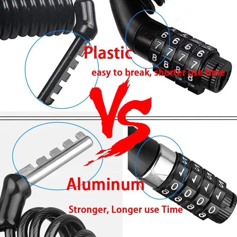 Portable Bicycle Combination Cable Lock – Bike & Helmet Lock