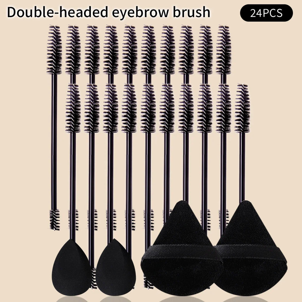 20 Mascara Wands & Eyebrow Brushes + 4 Makeup Sponges