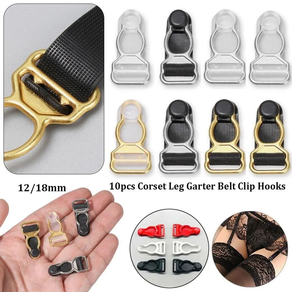 10pcs Garter Belt Clips Suspender Hooks 10/12/18mm – 3 Colors