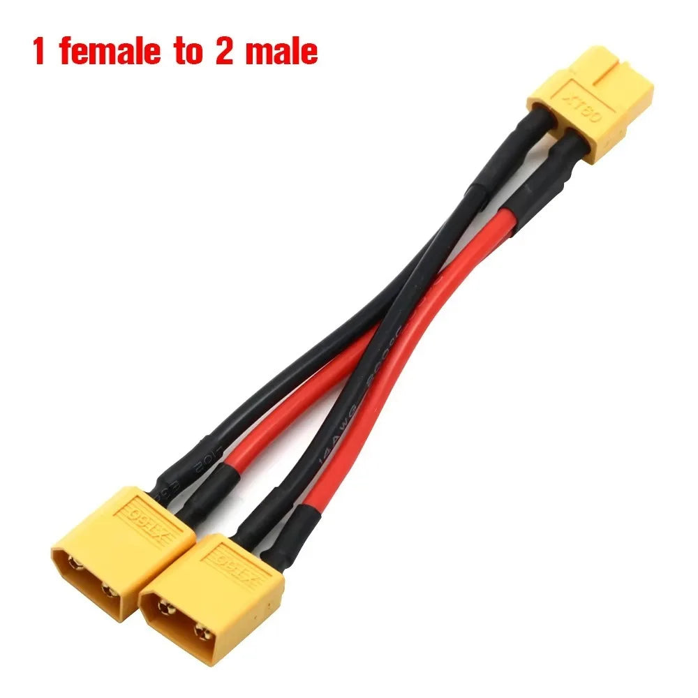 XT60 Parallel Battery Connector 14 AWG Male Female Plug – 10cm