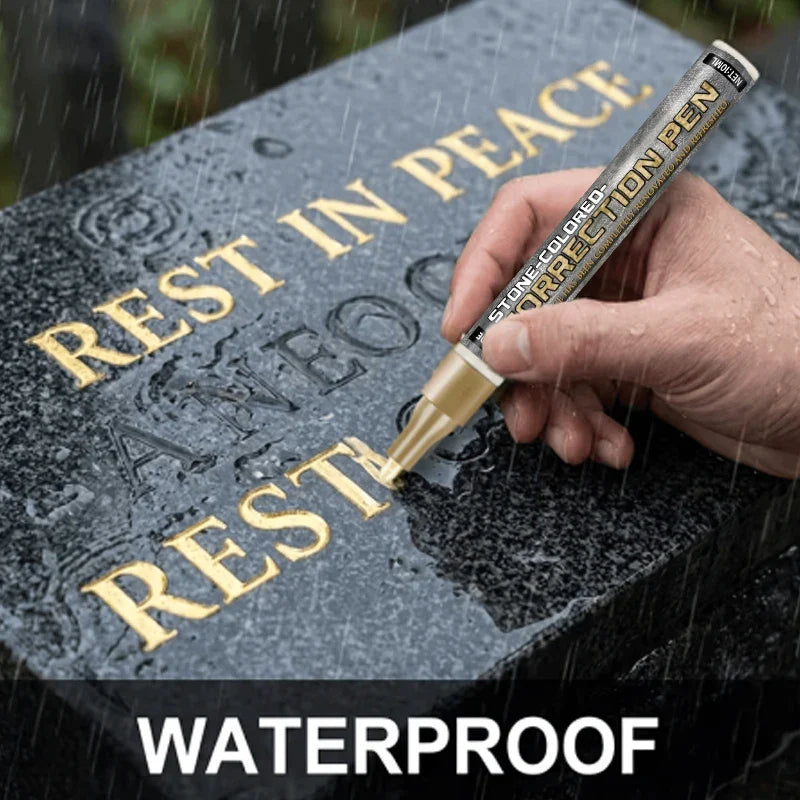 Golden Tombstone Marker Pen – Oil-Based Fine Tip for Stone & Granite