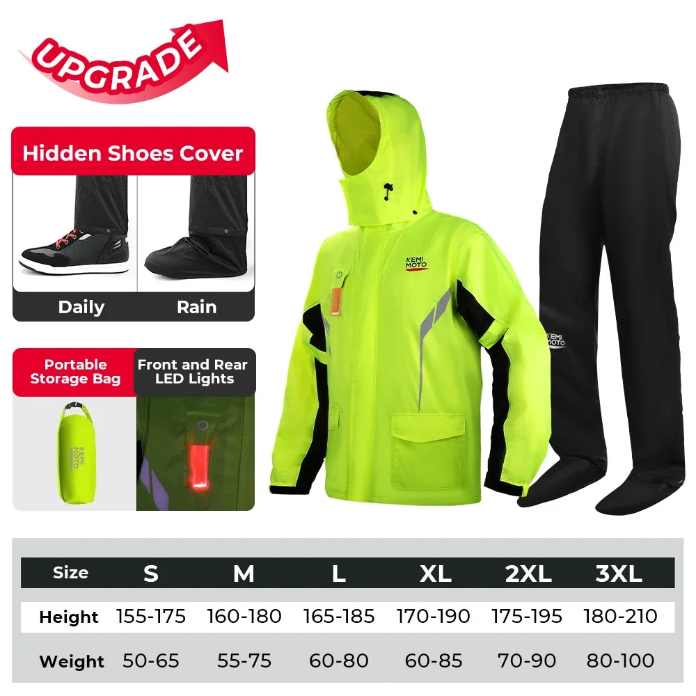 KEMITOUR Motorcycle Raincoat Split Suit – Waterproof Jacket & Pants