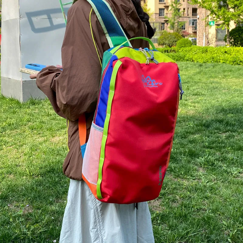 Two-Tone Nylon Backpack – Large Capacity College Travel Bag