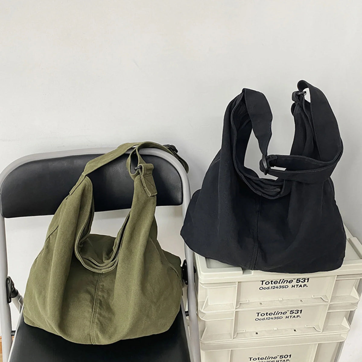 Large Canvas Crossbody Shoulder Bag & Tote – Unisex Hobo Bag