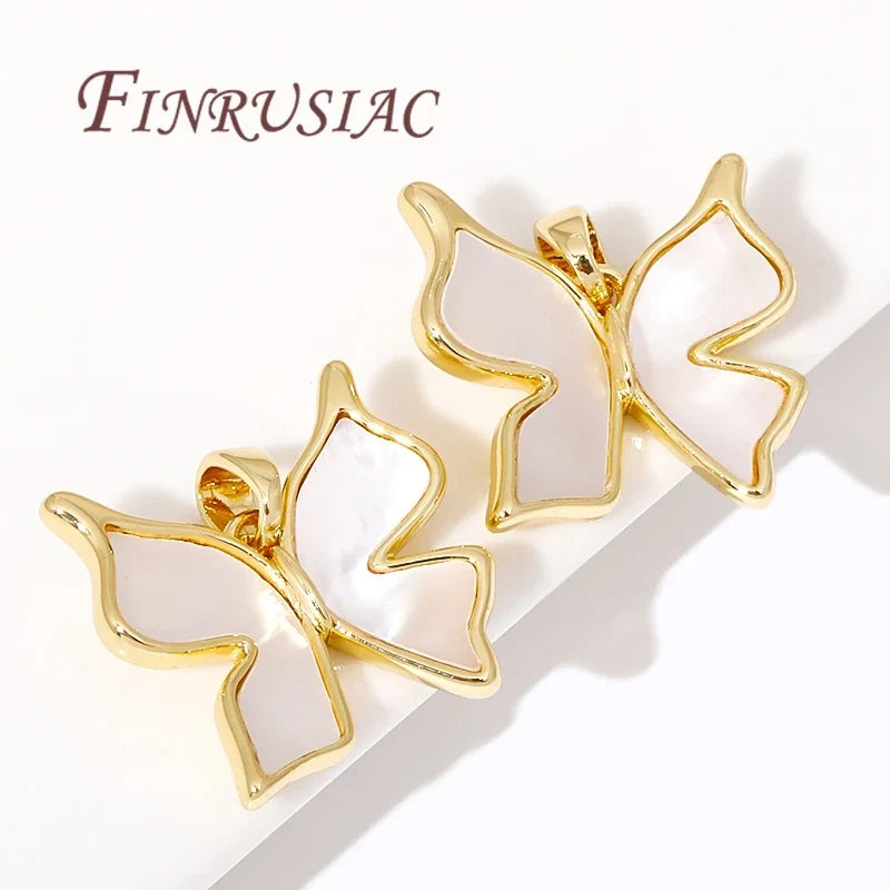 18K Gold Plated Shell Butterfly Charms | DIY Jewelry Pendants