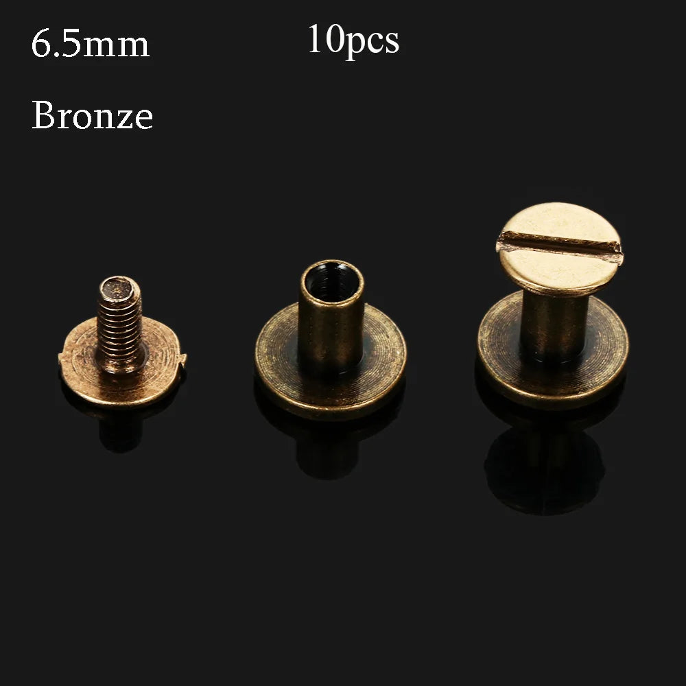 10Pcs Copper Screw Rivets 5/6.5/8mm – Leather Craft Bags