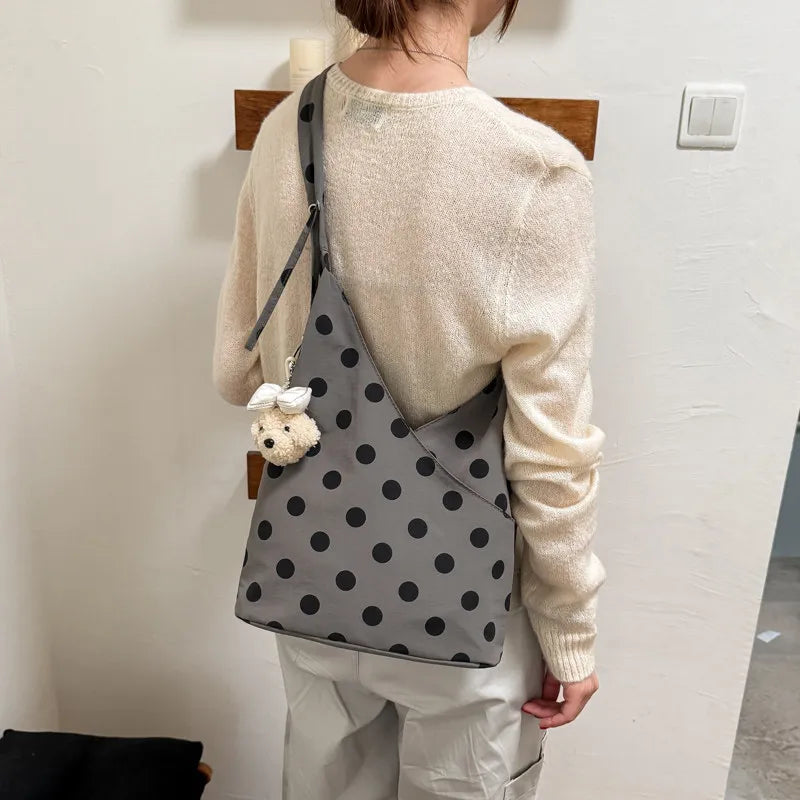 Korean Polka Dot Large Capacity Nylon Tote Shoulder Bag