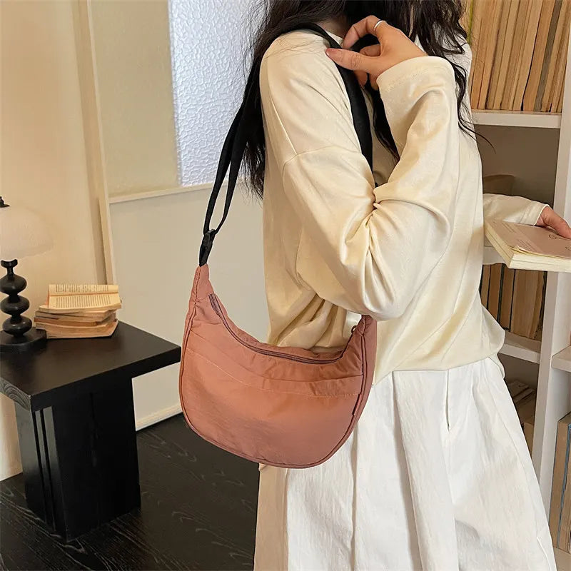 Women's Minimalist Dumpling Crossbody Shoulder Bag – Nylon
