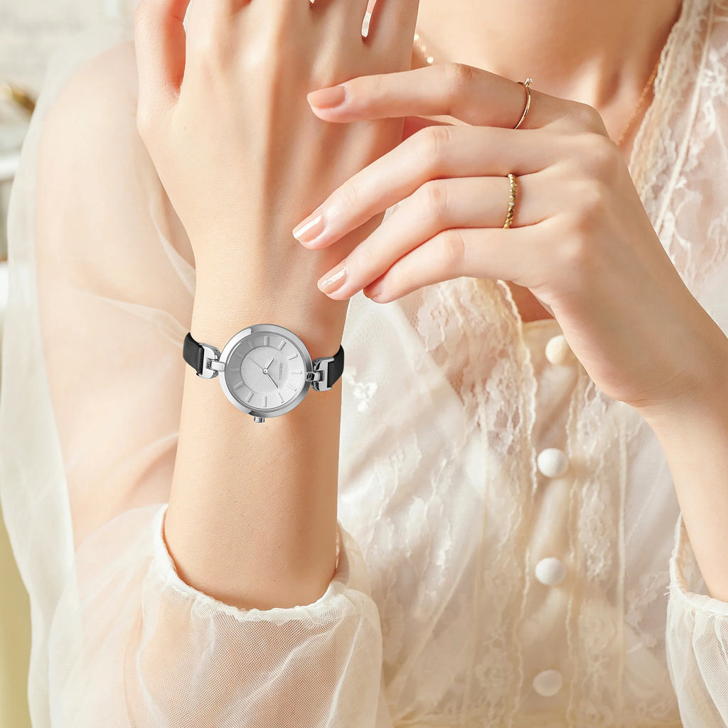 REBIRTH Women's Fashion Quartz Watch – Leather Band & Niche Style