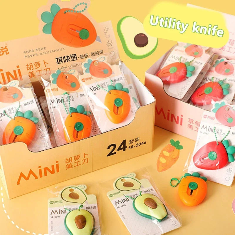 Cute Mini Art Utility Knife Set – Fruit Themes, 1 or 3 Pcs
