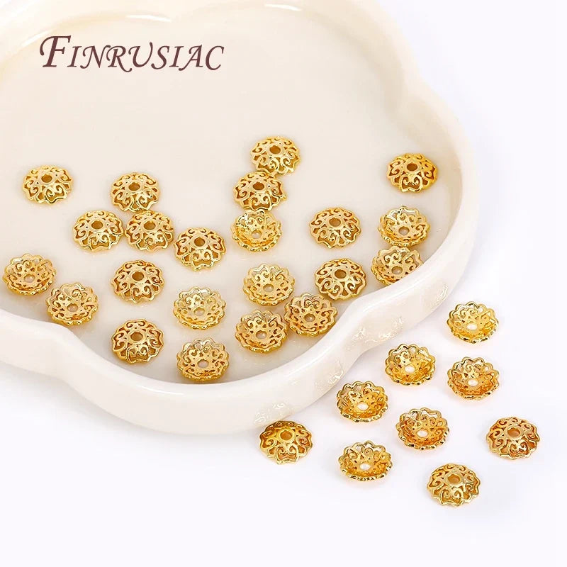 8mm 18K Gold Plated Filigree Flower Bead Caps | DIY Jewelry