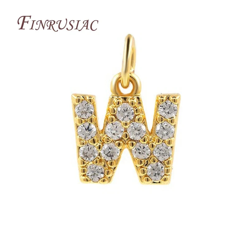 18K Gold Plated Zircon Letter Pendants A-Z Alphabet Charms