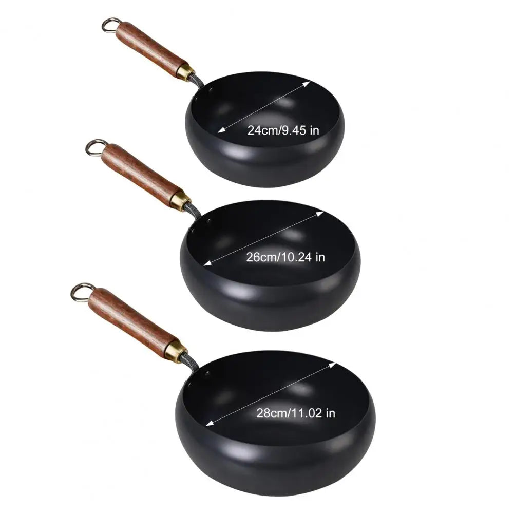 Forged Iron Wok with Wooden Lid – Nonstick, All Stovetops