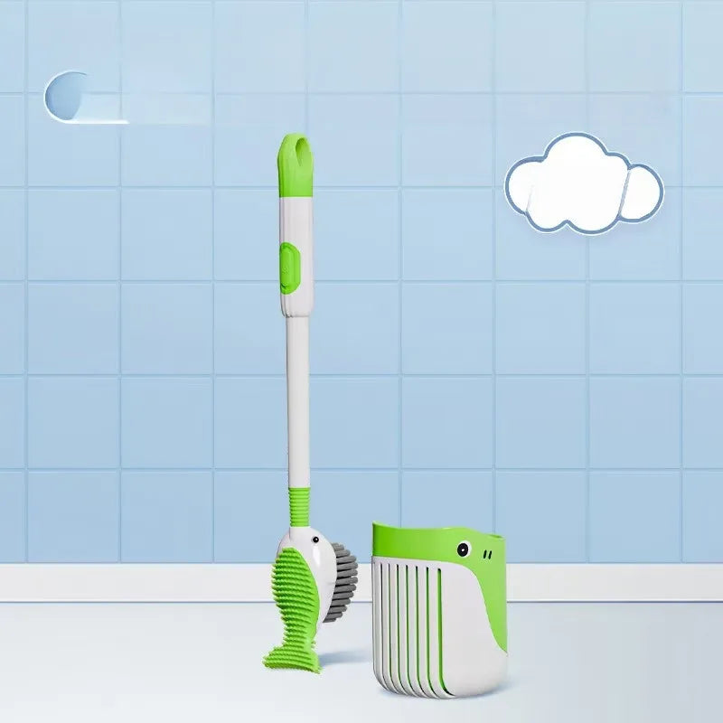 Silicone Toilet Brush with Suction Cup Base & Liquid Fill