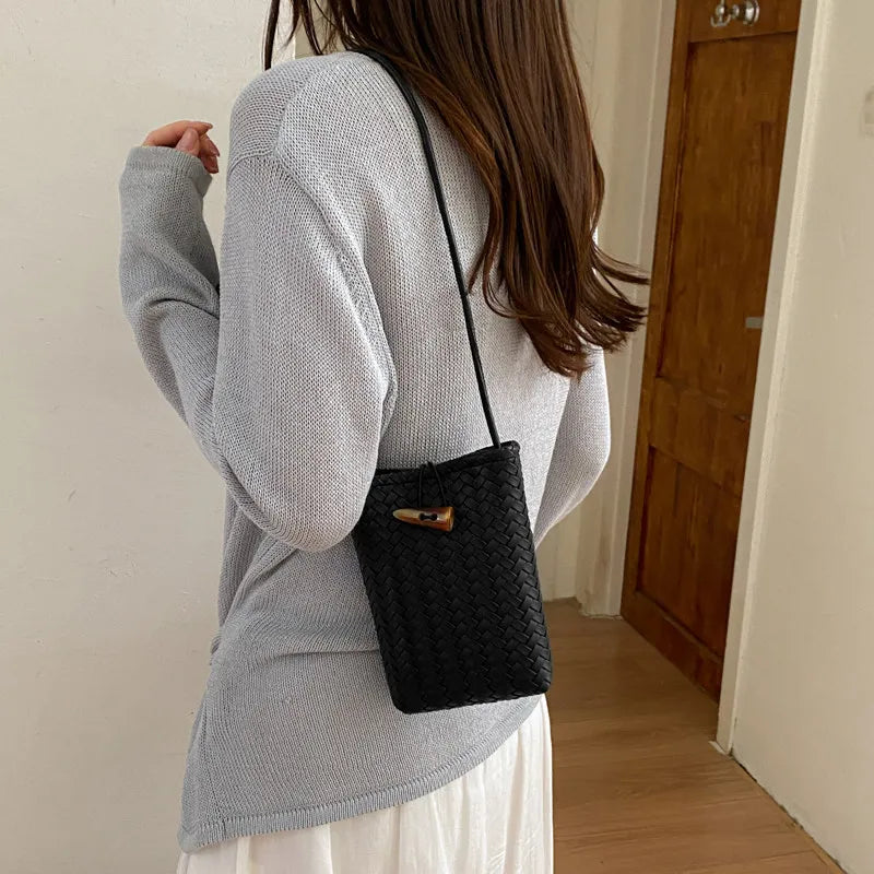 Woven Mini Shoulder Phone Bag for Women | Nixie Bucket Bag