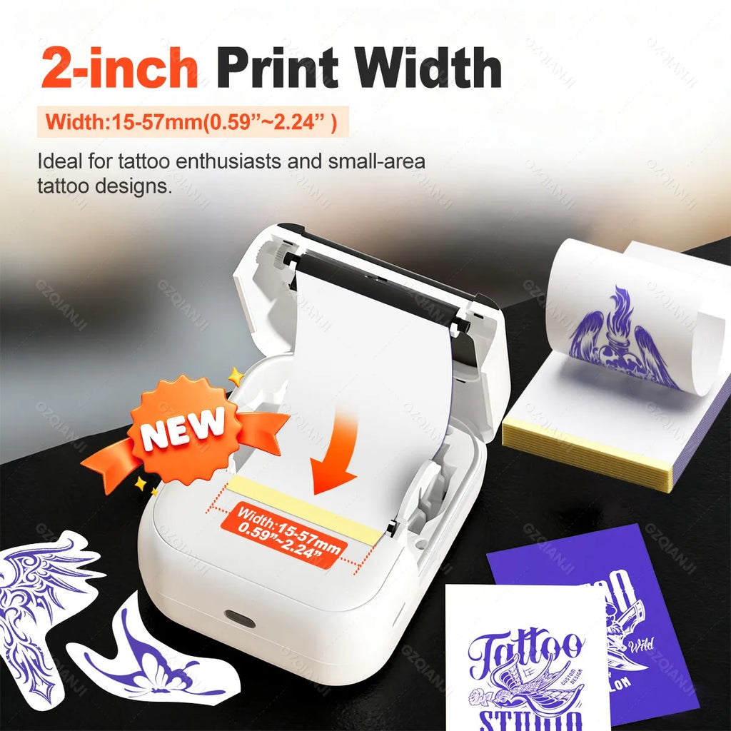 Mini Thermal Tattoo Stencil Printer – Inkless, Portable, 2-Inch
